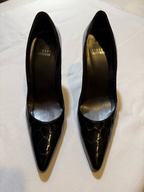 Stuart Weitzman Black Patent Pointed-Toe Pumps EUC SZ 9.5M